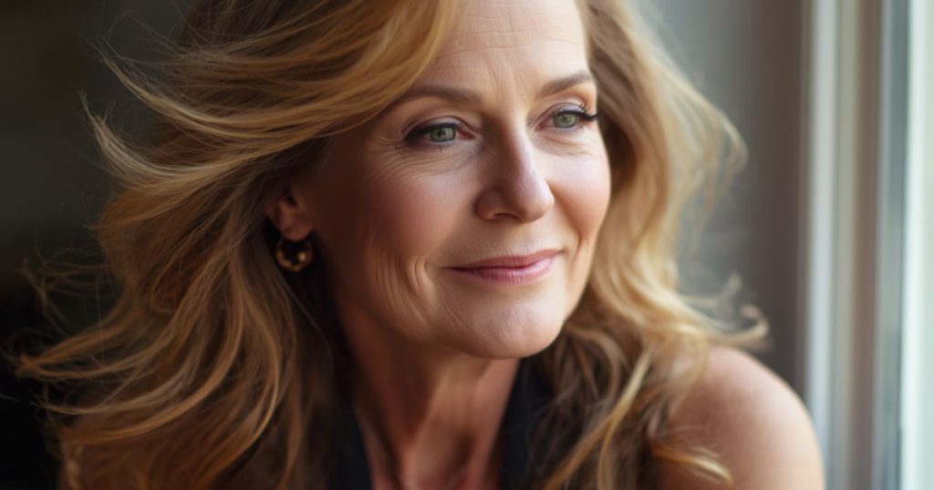 Capelli lunghi biondi con balayage dorato e onde morbide over 50