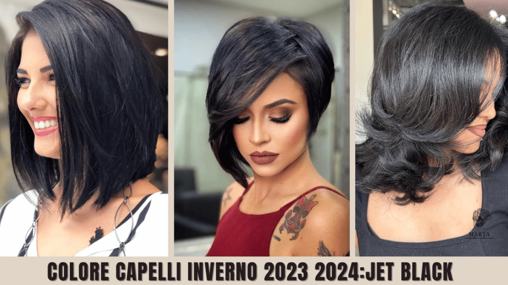 Colore capelli nero inverno 2023 adatto a tutti i tagli capelli