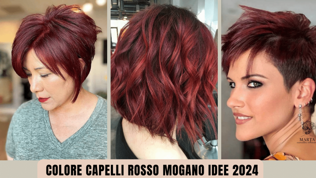 capelli corti rosso mogano idee 2024 tendenza