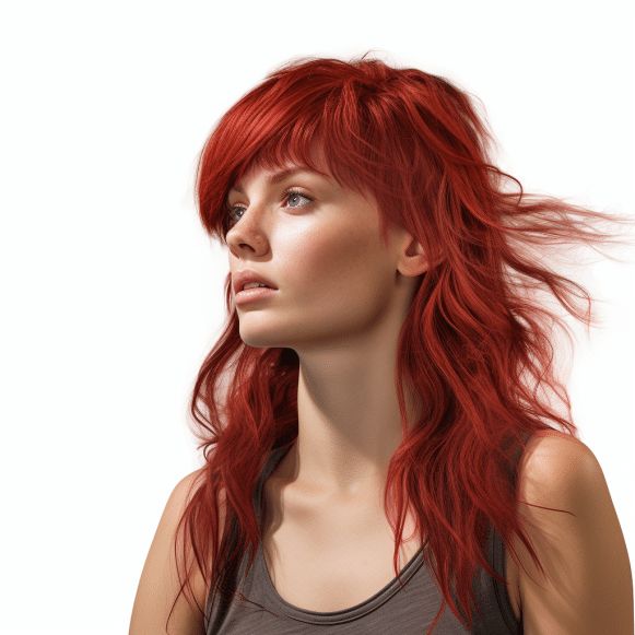 Taglio shaggy mullet capelli rossi tendenza 2024