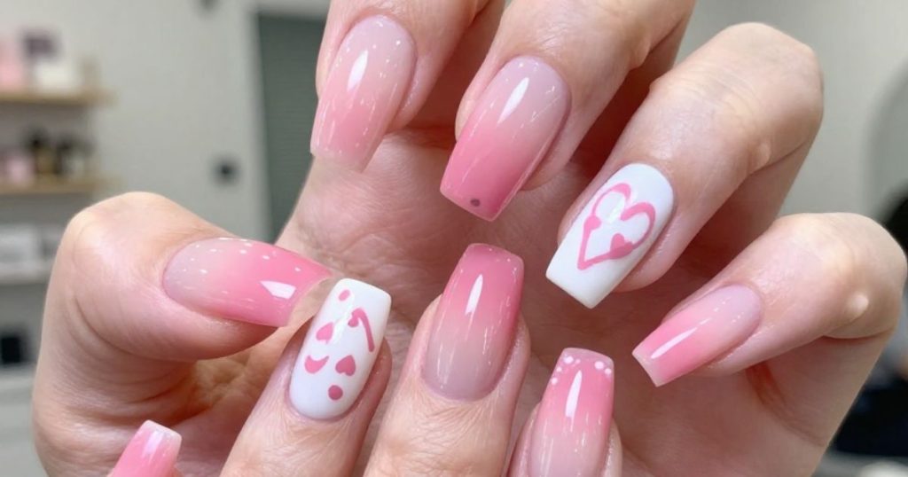 aura nails sfumate rosa e bianco tendenza unghie febbraio san valentino 2026