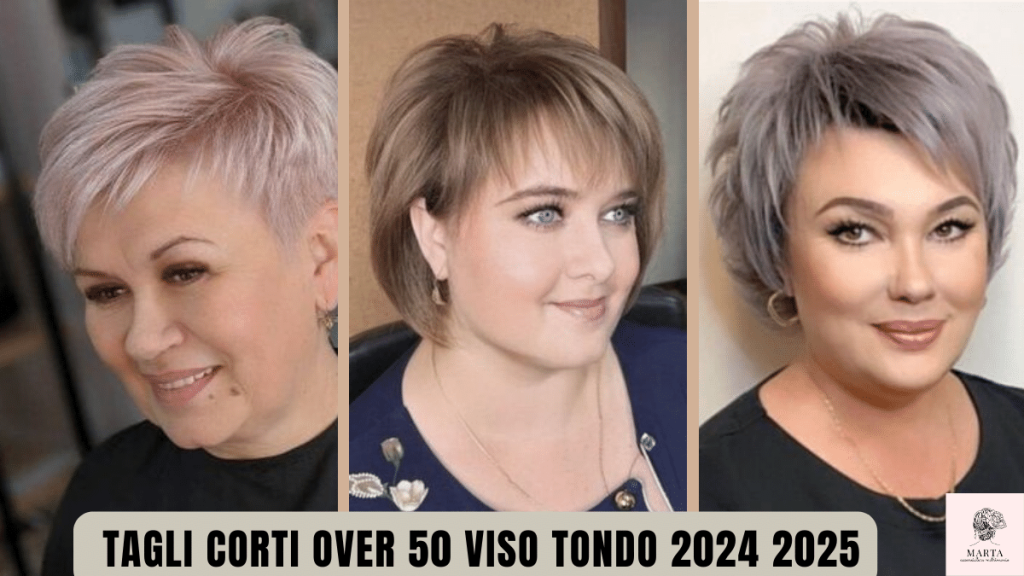 tagli corti viso tondo donna over 50 estate 2024 2025