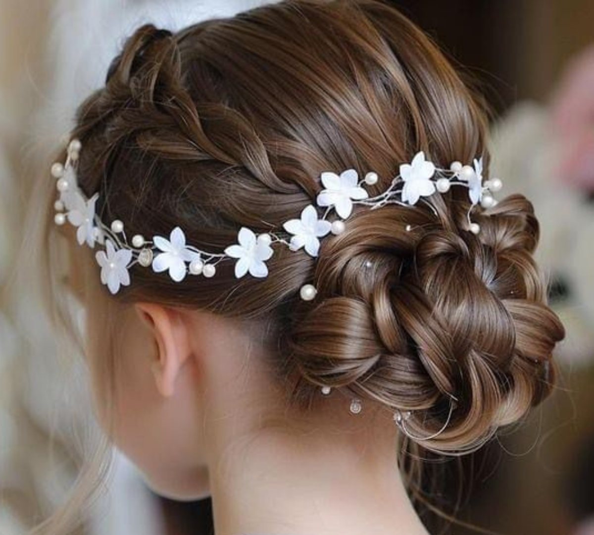 Forcine sposa con perle Swarovski e piume