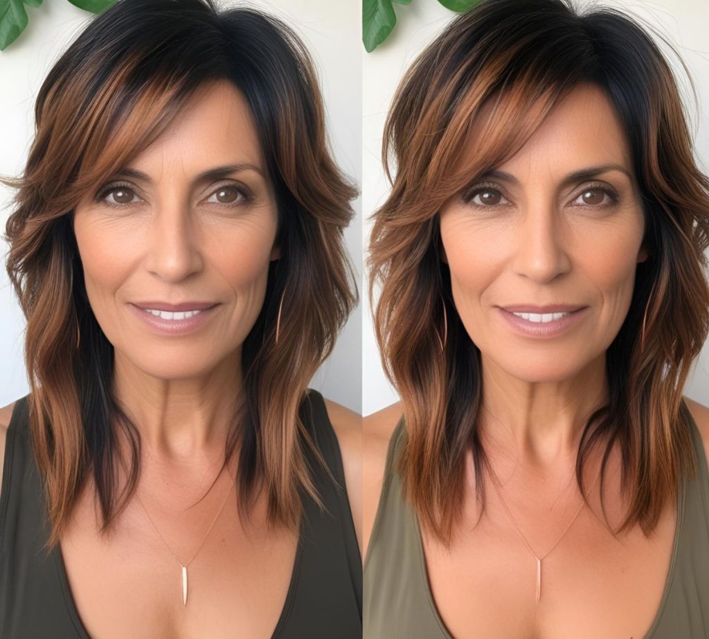 capelli castano rame cioccolato over 50 media lunghezza