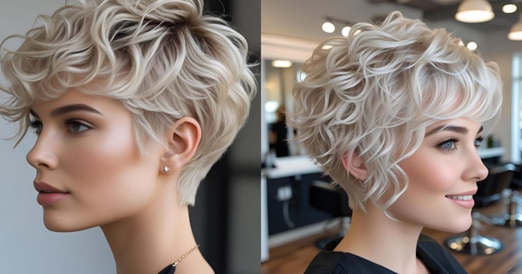taglio corto capelli ricci estate 2025 mosso biondo platino