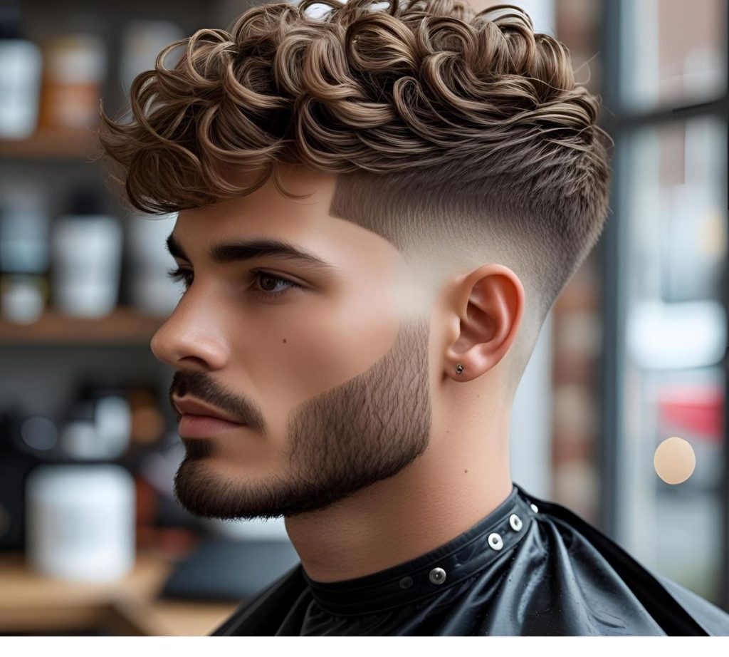 taglio corto permanente uomo capelli ricci estate 2025 capelli castani
