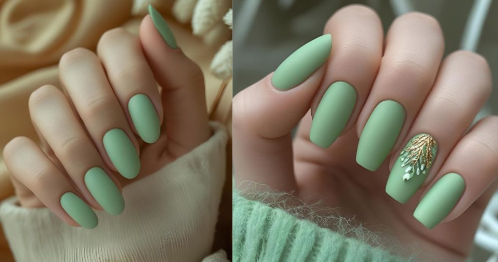 manicure verde opaco agosto 2025