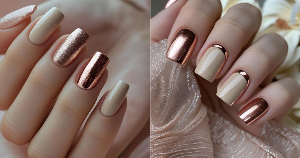 UNGHIE MANICURE AGOSTO ROSA E BIANCO METAL