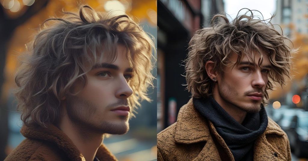 taglio shag uomo capelli medi mossi 2025