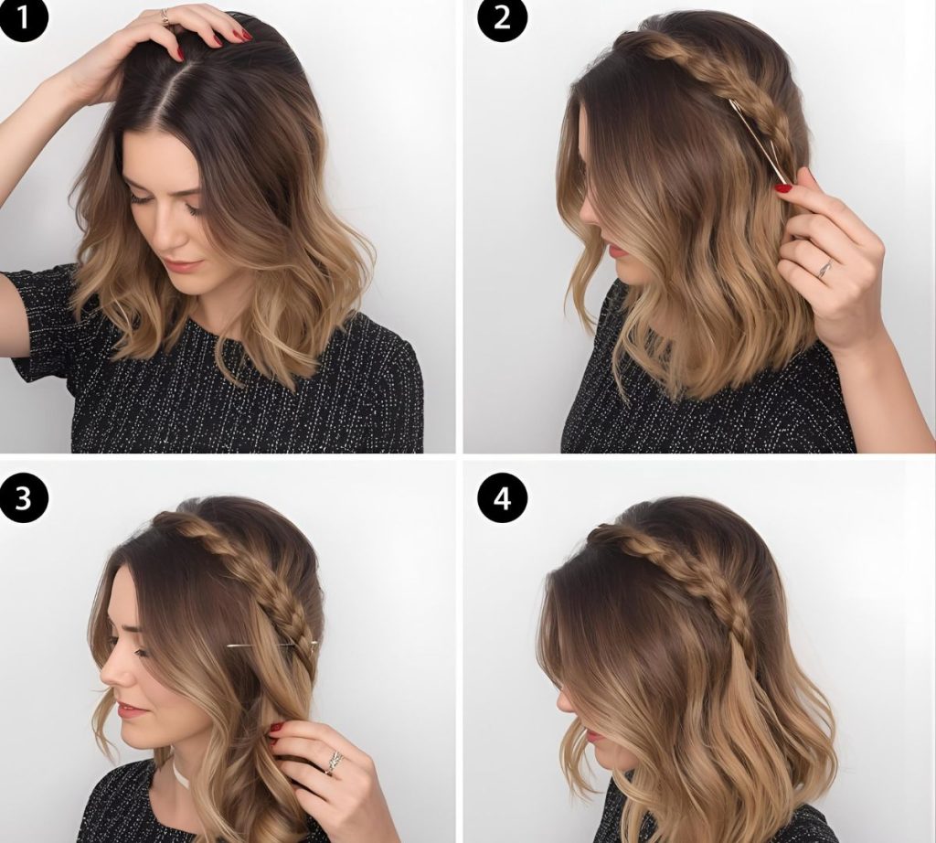 treccia caschetto capelli corti 2025 step by step