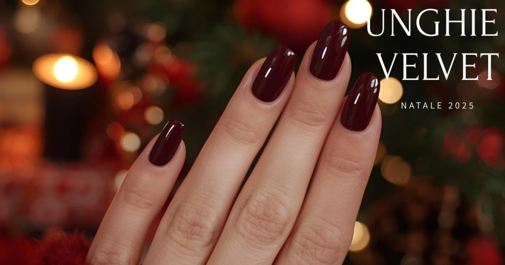 unghie castano rosso lucide effetto magnetico 2025 natale